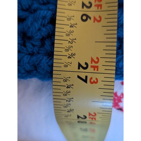 Hand Made Crocheted Loose Knit Nautical Blue Crew Neck Sweater Size Approx. L - Picture 5 of 6